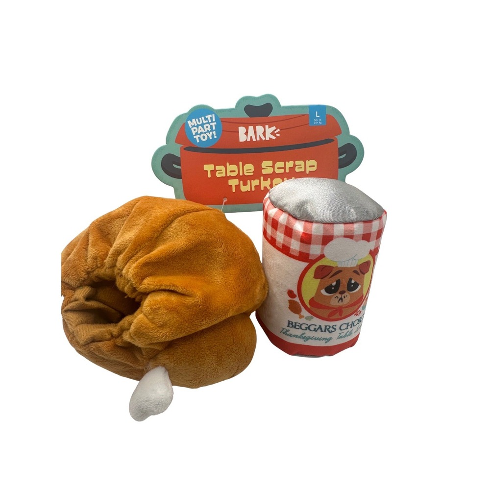 🐶 NWT Bark Box Thanksgiving Potlick "Table Scrap Turkey" Plush Dog Toy